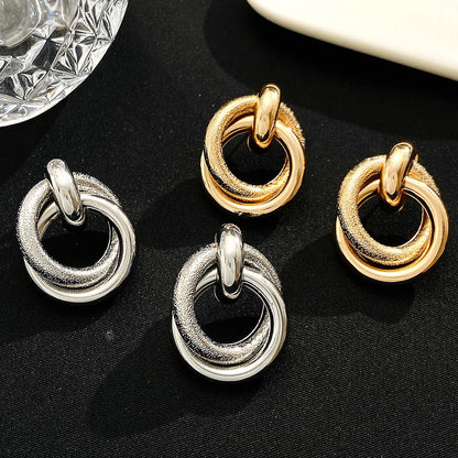 Exaggerated Geometry Female Style Alloy Winding Earrings