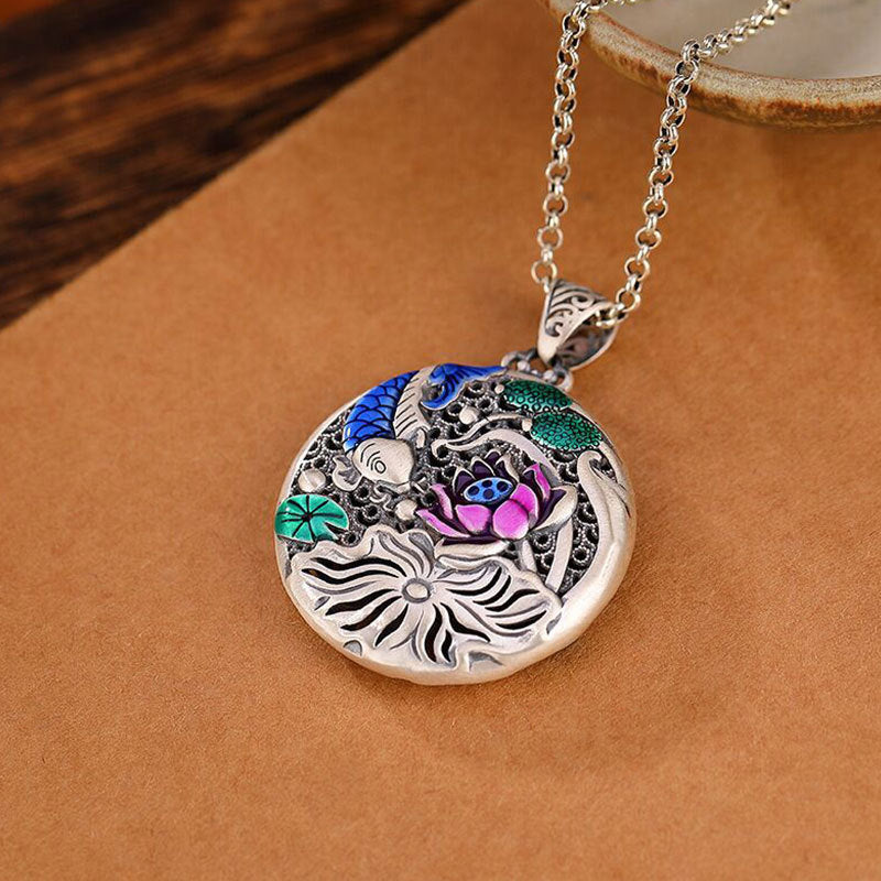 Women's Lotus Koi Personality Hollow Retro Fashion Pendants