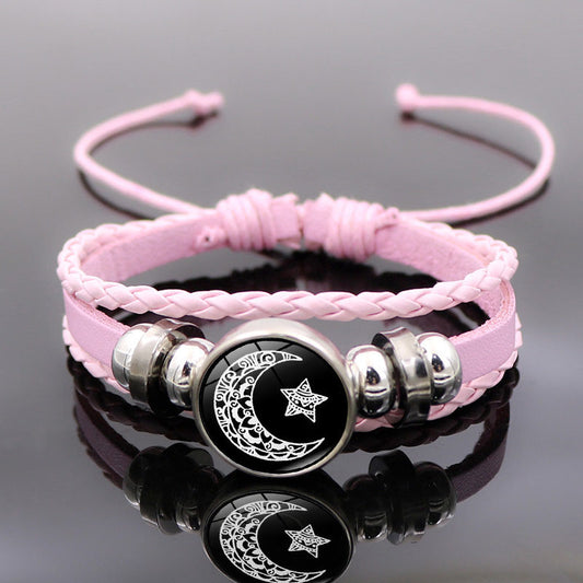 Moon Lovers Leather Retro Punk Beaded Bracelets