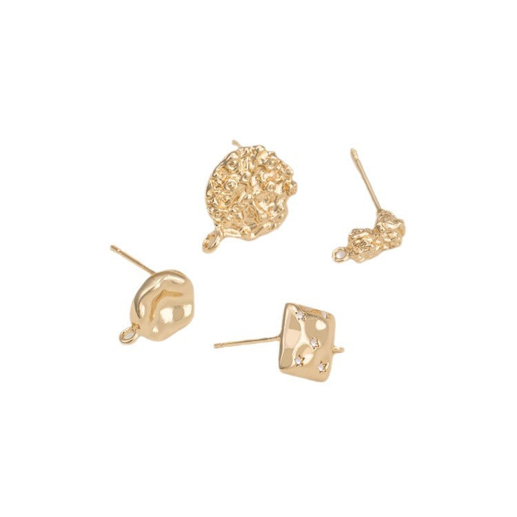 Gold-plated Color Retention Lava Small Stone Earrings