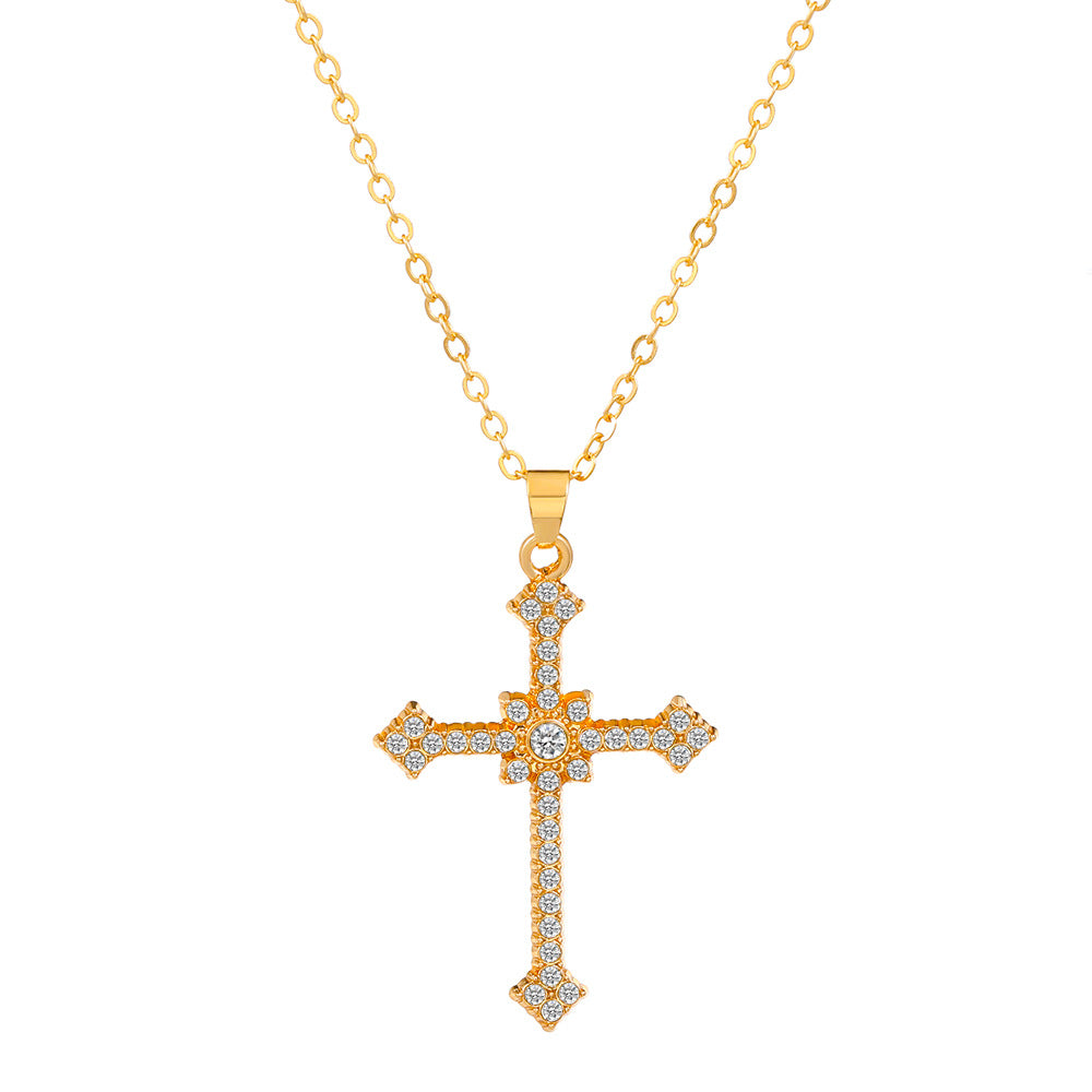 Micro Inlaid Zircon Cross Creative Personality Virgin Female Necklaces