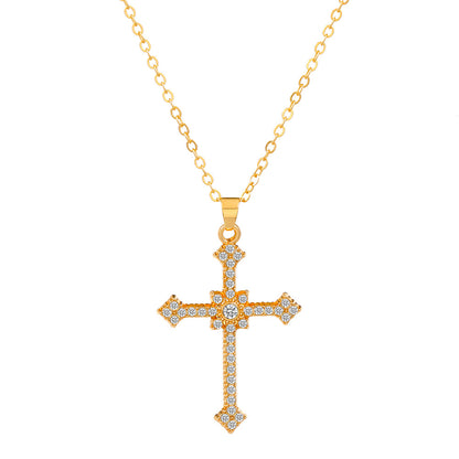 Micro Inlaid Zircon Cross Creative Personality Virgin Female Necklaces