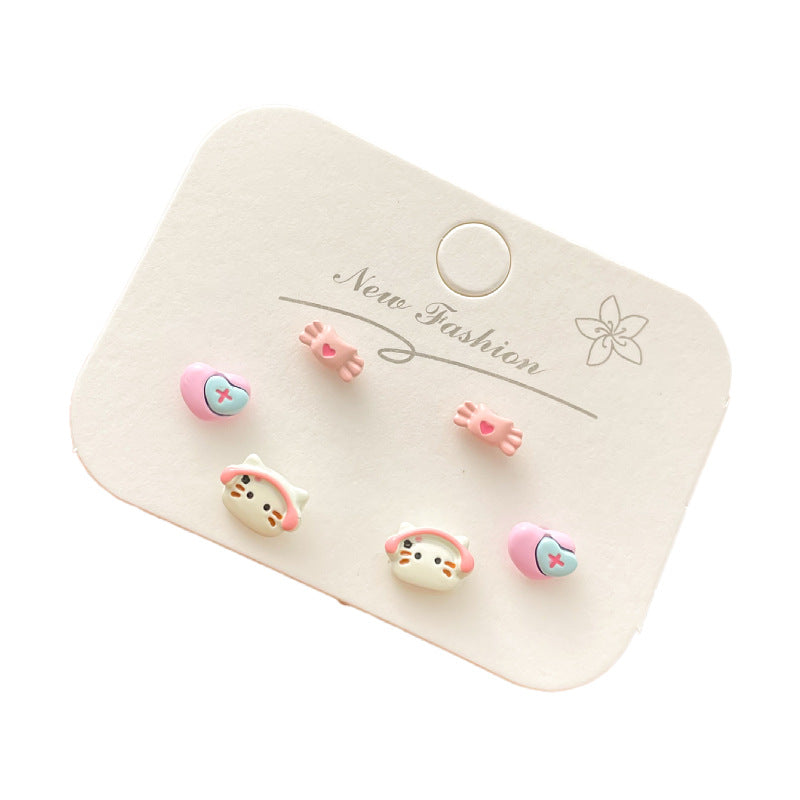 Women's & Children's Fresh Cute Sier Small Delicate High-grade Cartoon Fun Earrings