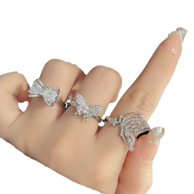 Female Half Butterfly Live Open Personalized Rings