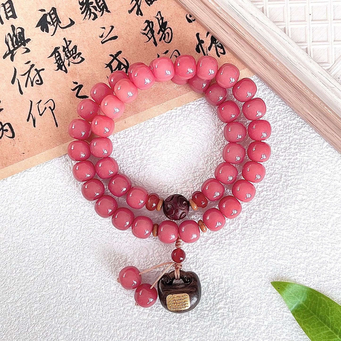 Women's Wu Lekvar Cherry Blossom Pink Ancient Style Bodhi Bracelets