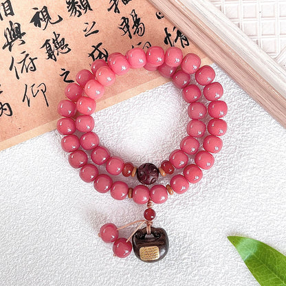 Women's Wu Lekvar Cherry Blossom Pink Ancient Style Bodhi Bracelets