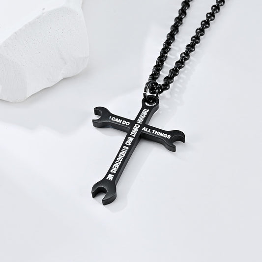 Classic Stainless Steel Wrench Cross Titanium Pendants