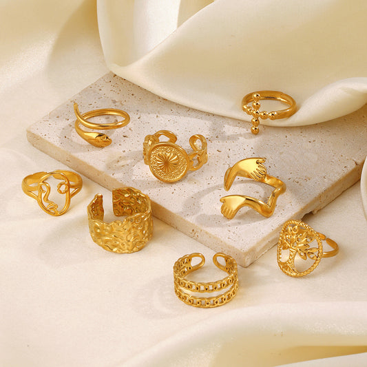 Leaves Love Heart-shaped Suit Personality Fashion Rings