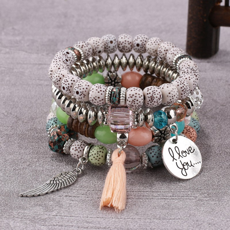 Bohemian Jewelry Female Tassel Wings Charm Bracelets