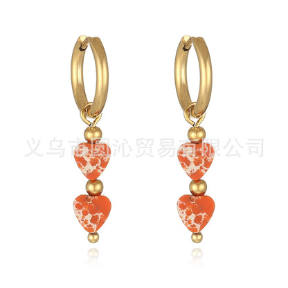 Women's Heart-shaped Natural Stone For One Style Earrings