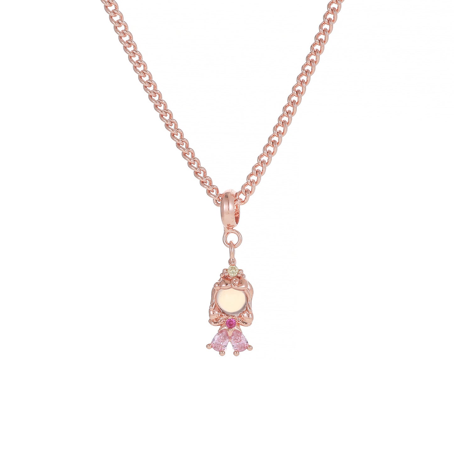 Zircon Cartoon Princess Fashion Mermaid Real Gold Necklaces