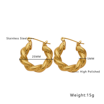Twist Round Diamond Woven Wheat Ear Earrings