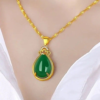 Placer Gold Water Drop Gem Four-leaf Clover Wedding Lady Pendants