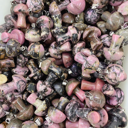 Natural Crystal Jade Mushroom Tigereye Pink Pendants