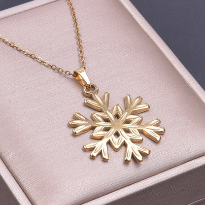 Stainless Steel Snowflake Ornament Accessories Light Necklaces