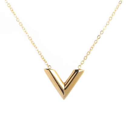 Women's Mini V-shaped Gold Simple Elegant Titanium Steel For Necklaces