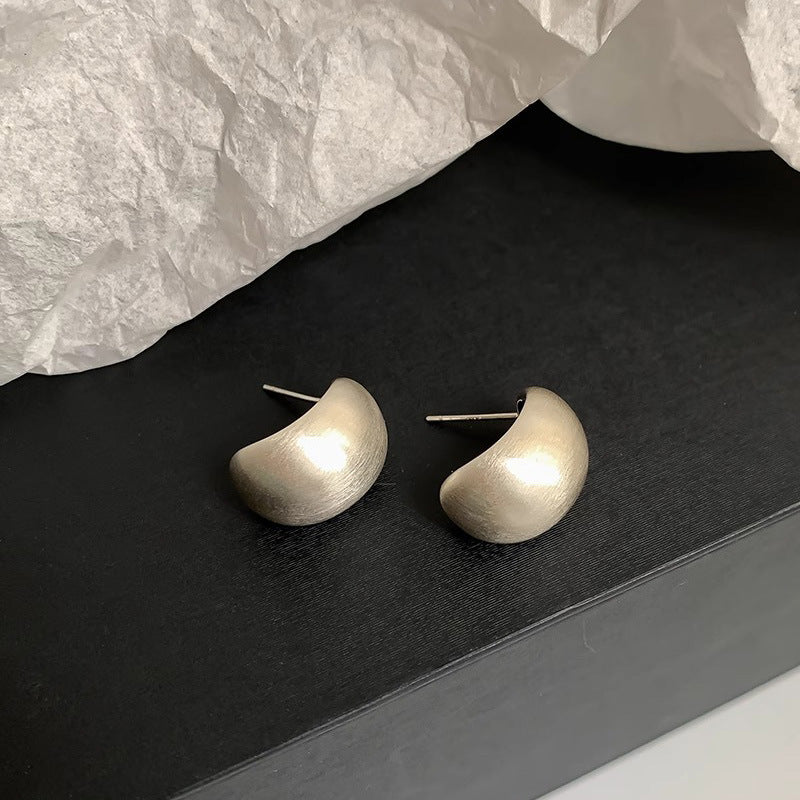 Matte Brushed Texture Cold Wind High-grade Earrings