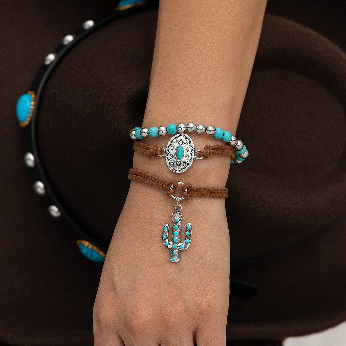 Chain Ethnic Style Retro Turquoise Cowboy Bracelets