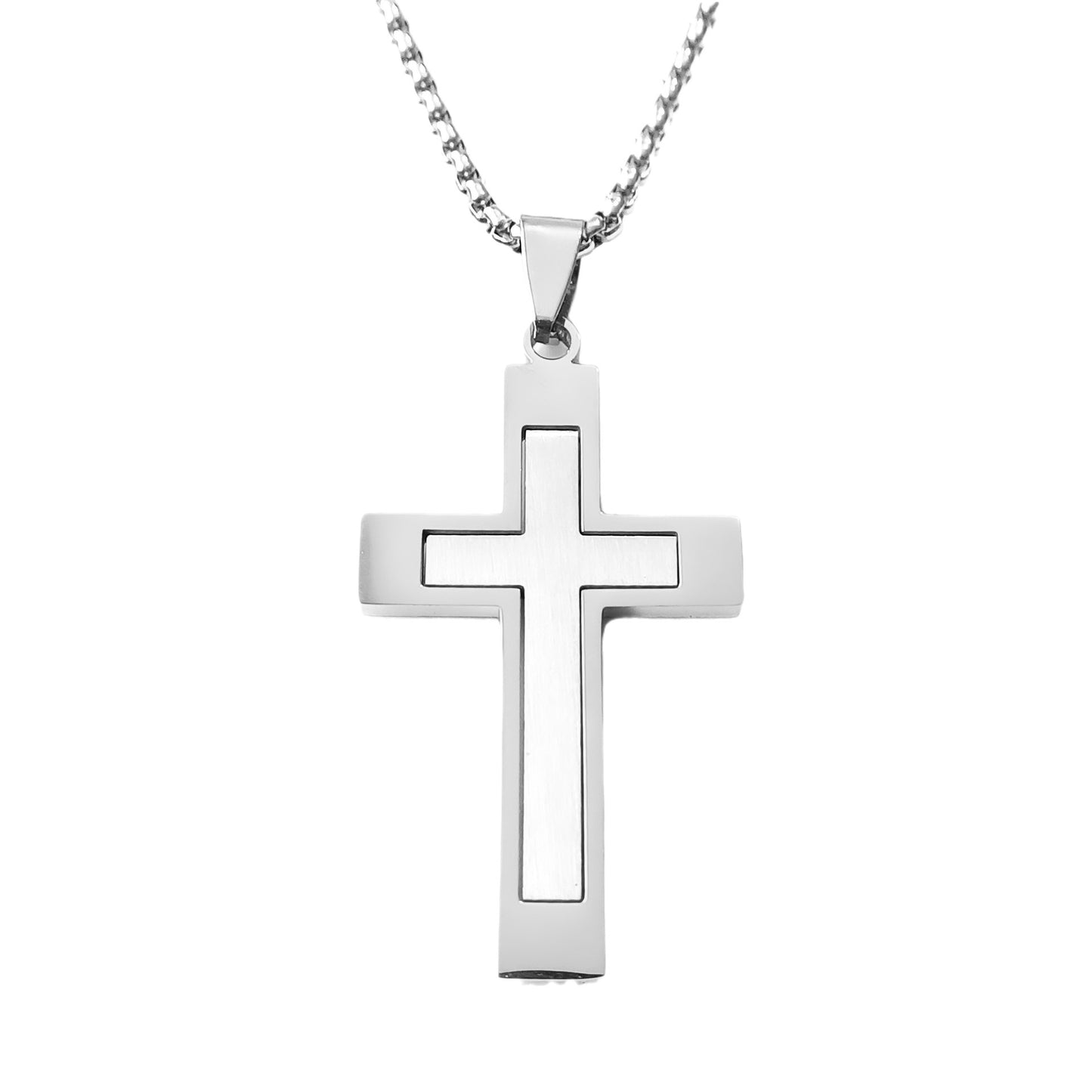 Men's Steel Cross Shelf Punk Trendy Titanium Necklaces