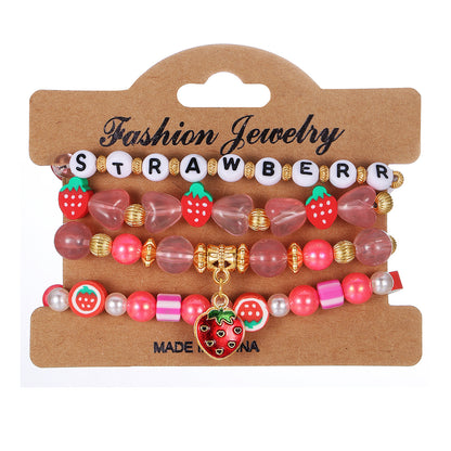 Environmentally Friendly Gentle Pink Letter Square Bracelets