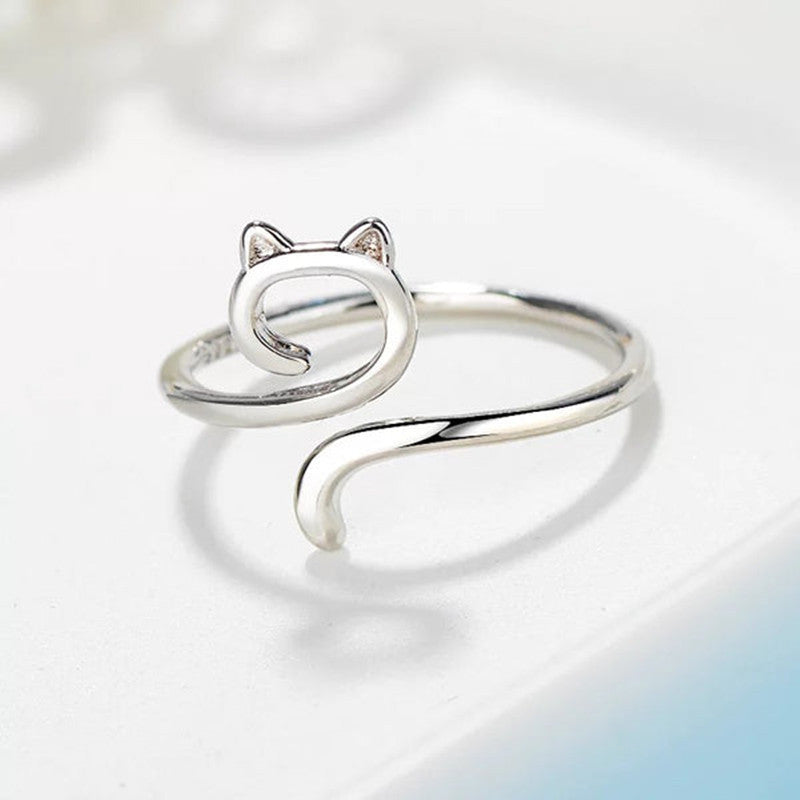 Hook Line Geometric Cat Opening Adjustable Rings