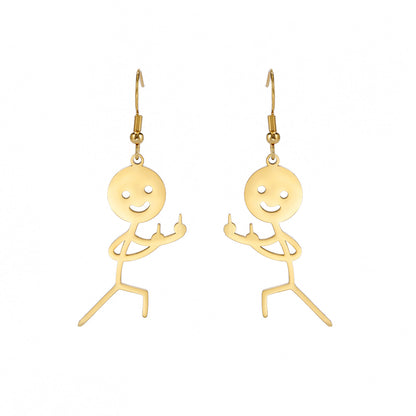 Simple Stroke Single Side Vertical Two Earrings