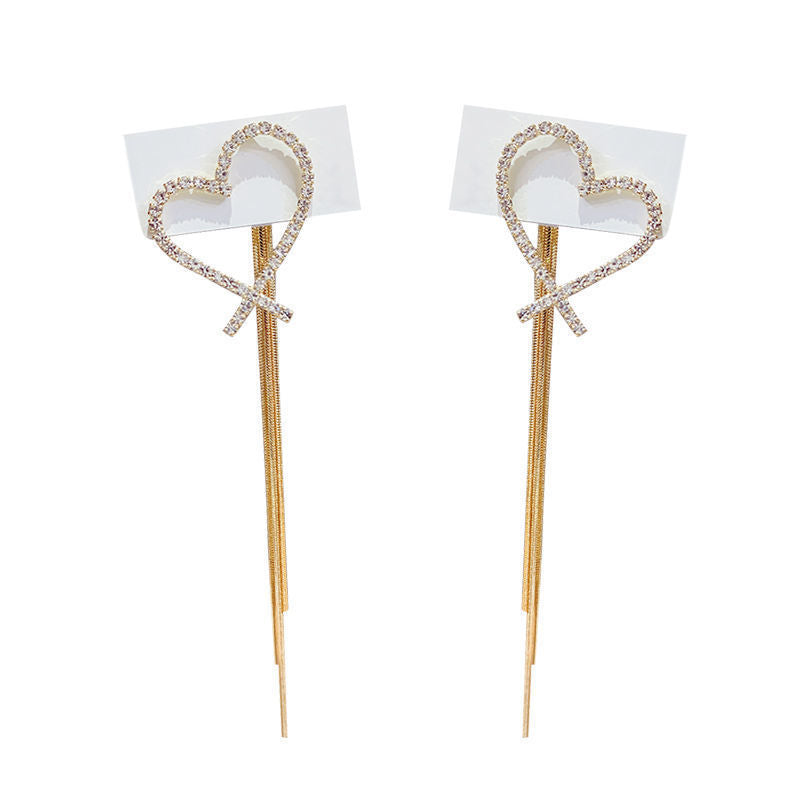 Women's Sier Love Tassel Long Temperament Wild Elegant Earrings