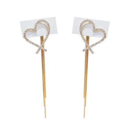 Women's Sier Love Tassel Long Temperament Wild Elegant Earrings