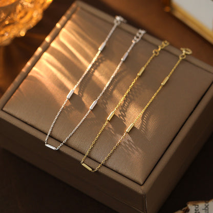 Women's Thin Chain Small Gold Bar Under Bracelets