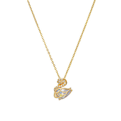 Zircon Full Diamond Little Swan Titanium Steel Female Niche Necklaces