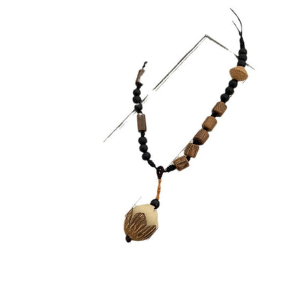 Women's Wooden Bead Ethnic Retro Long Sweater Necklaces