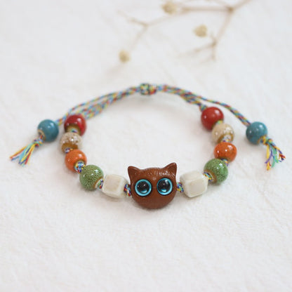 Ethnic Style Ceramic Owl Woven Colored Bracelets