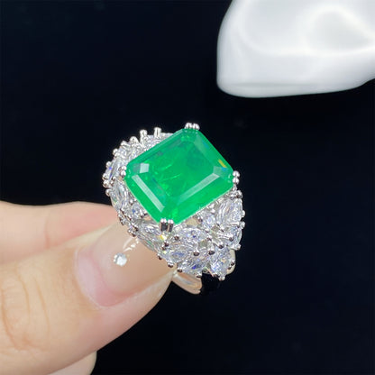 Women's Jewelry Set With Ear Artificial Emerald Pendants