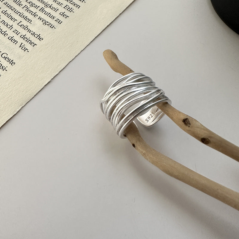 Line Cross Cord For Braiding Female Simple Irregular Wide Rings