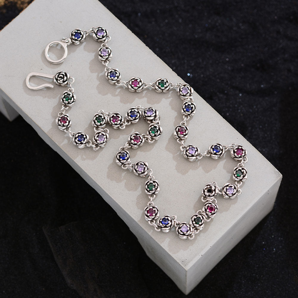 Women's Luxury Rainbow Zircon Rose Fashion Personalized Minority Necklaces