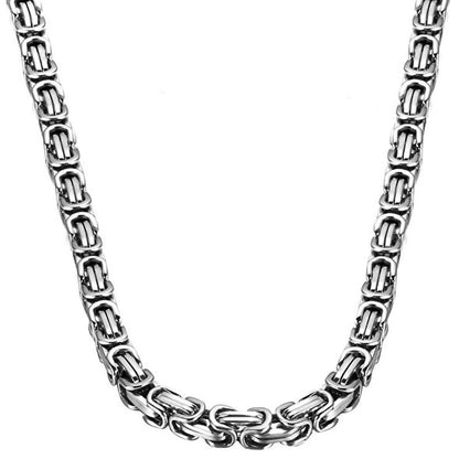 Men's Fashion Domineering Stainless Steel Handmade Square Buckle Emperor Necklaces