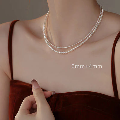 Women's Small Pearl Twin Clavicle Niche French Necklaces