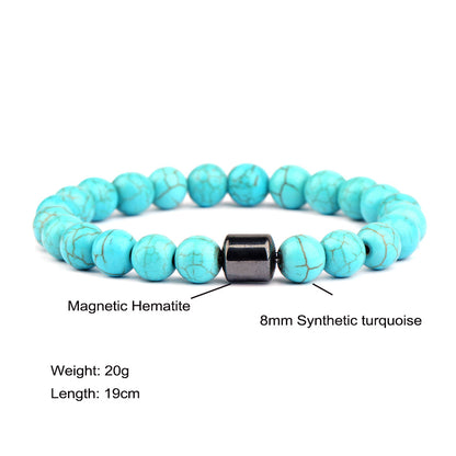 Men's Natural Stone Beaded Volcanic Rock Magnetic Bracelets