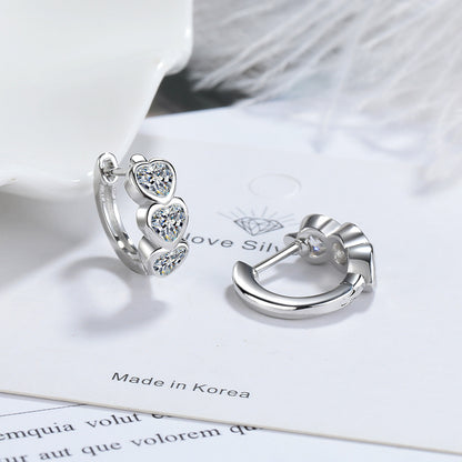 Diamond Ear Blue Zircon Female Temperament Earrings