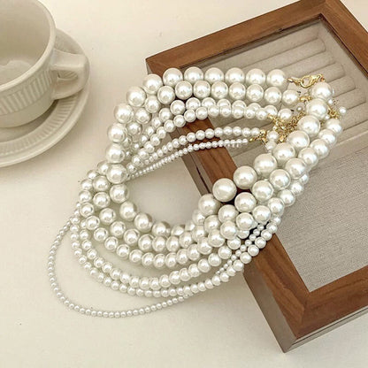 Pearl Female Retro Design Clavicle Chain Necklaces