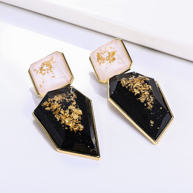 Retro Irregular Rectangular Elegant Geometric Gold Earrings