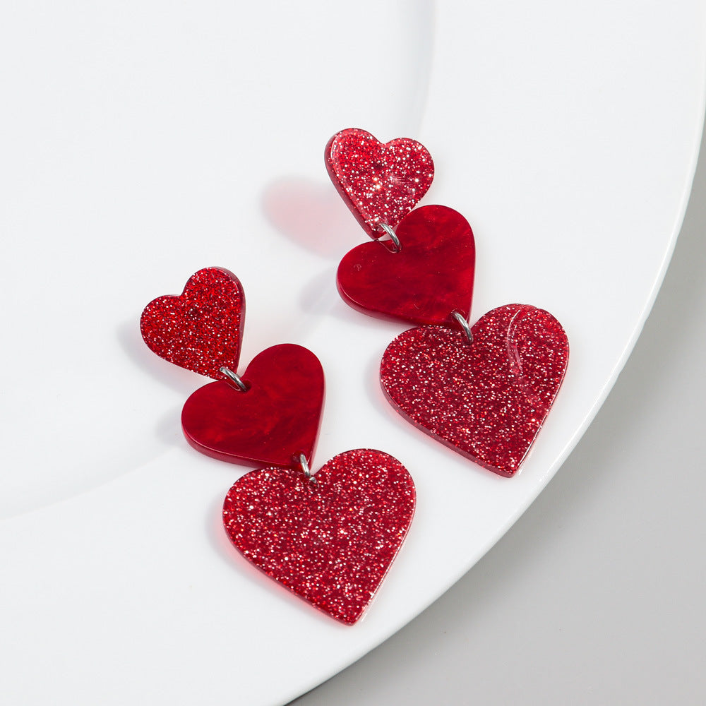 Color Matching Valentine's Day Acrylic Love Heart Earrings