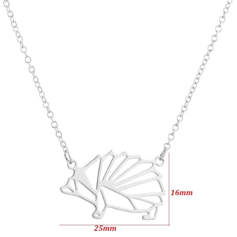 Women's Geometry Origami Stainless Steel Hedgehog Owl Necklaces