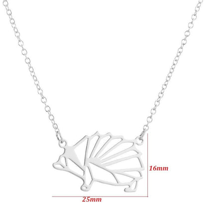 Women's Geometry Origami Stainless Steel Hedgehog Owl Necklaces