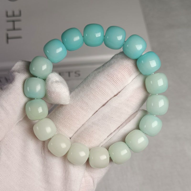 Imitation White Jade Green Bodhi Barrel Beads Bracelets