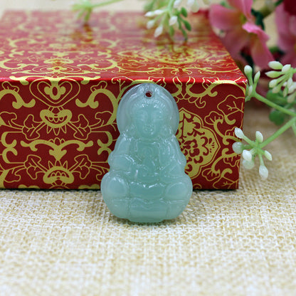 Safety Buckle Imitation Jade Glass White Peace Stall Temple Pendants