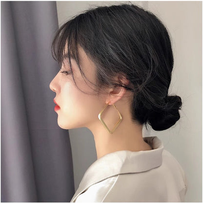 Sier Needle Square Light Luxury Temperament Earrings