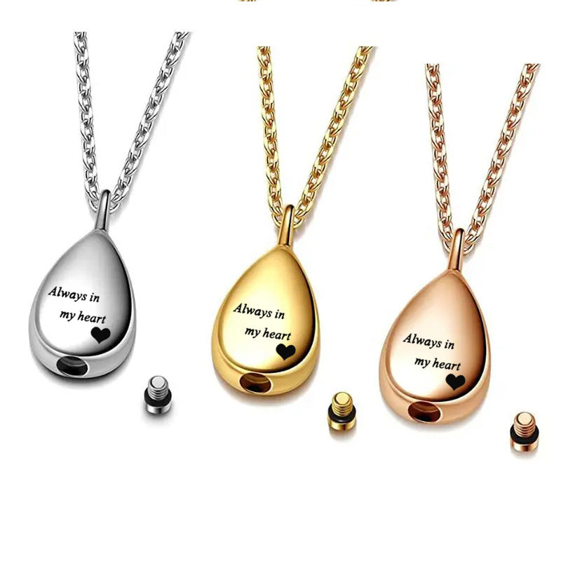 Women's Simple Open Water Drop Cinerary Casket Pendants