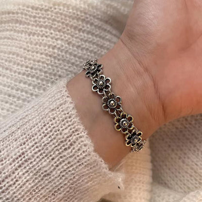Simple Distressed Little Flower Design Cold Style Bracelets