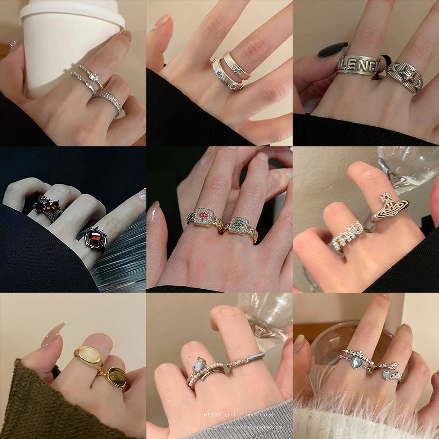 Simple Zircon Opening Adjustable Index Finger Light Rings